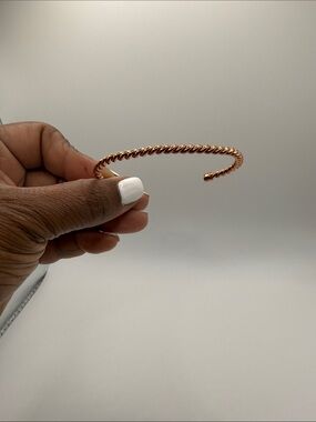 Copper Twisted Rope Oval Bangle Bracelet